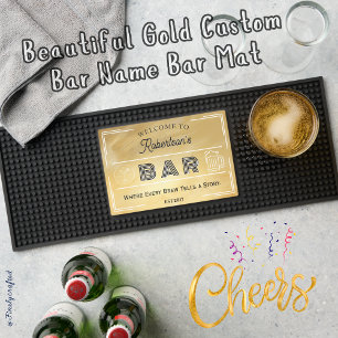 Beautiful Gold Custom Bar Name Bar Mat