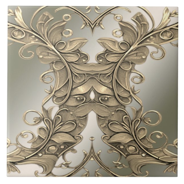 Beautiful Gold Decorative Ceramic Tile (Front)