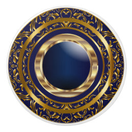 Beautiful Gold Design on Navy Blue Ceramic Knob