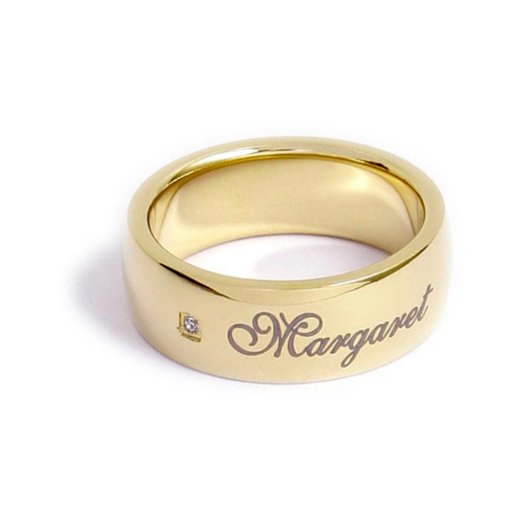 Beautiful Gold Diamond Engraved Name Ring (3/4)