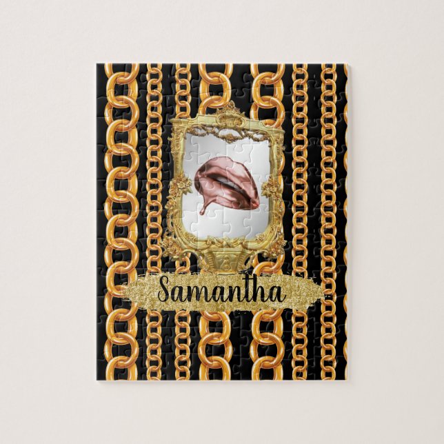 Beautiful Gold Elegant Chic Custom Jigsaw Puzzle (Vertical)