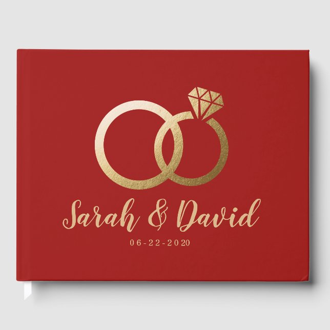 Beautiful Gold Foil Wedding Guest book (Front)