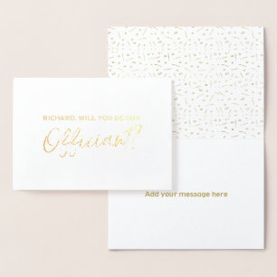 Beautiful Gold Foil Will You Be Our Officiant Card