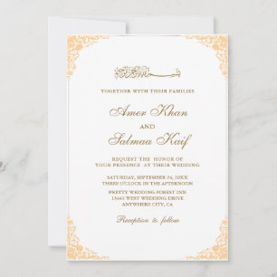 Beautiful gold frame muslim wedding Invitations