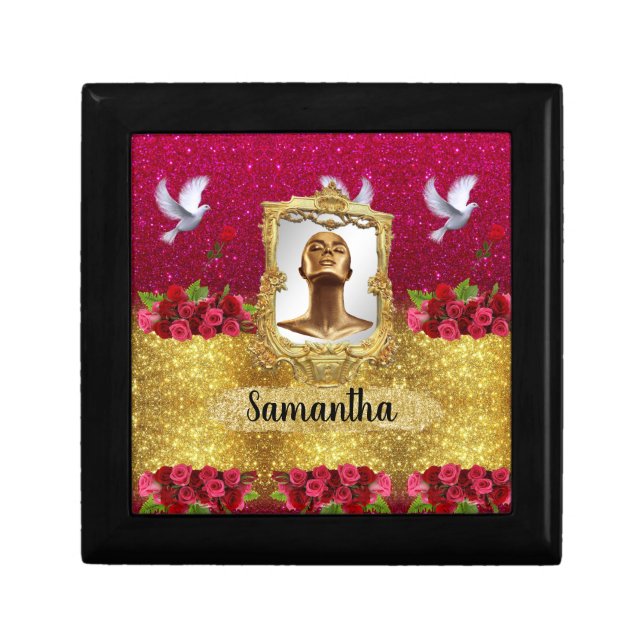 Beautiful Gold Glitter Elegant Chic Gift Box (Front)