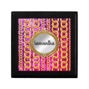 Beautiful Gold Glitter Monogram Chic Elegant Gift Box