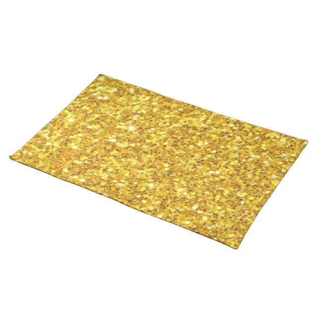 Beautiful Gold Glittering Seamless Pattern Cloth Placemat (On Table)