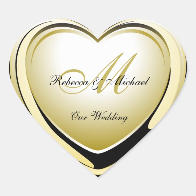 Beautiful Gold Heart Our Wedding Sticker (Front)
