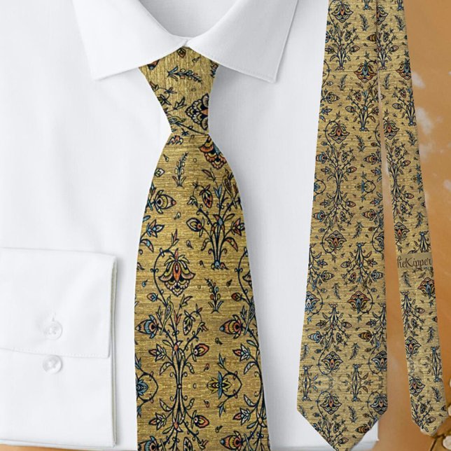 Beautiful Gold Iranian 17th Century Floral Pattern Neck Tie (Creator Uploaded)
