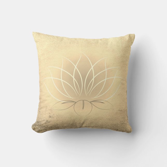 Beautiful Gold Lotus , Zen Throw Pillow (Front)