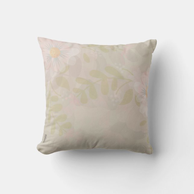 Beautiful Gold Pink Abstract Floral Throw Pillow (Front)