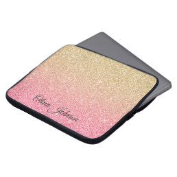 Beautiful Gold Pink Glitter Ombre Laptop Sleeve