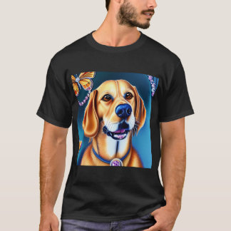 Beautiful Gold Retriever Cartoon Character Oil Pai T-Shirt