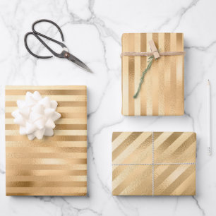 Beautiful Gold Striped Wedding Wrapping Paper Sheets