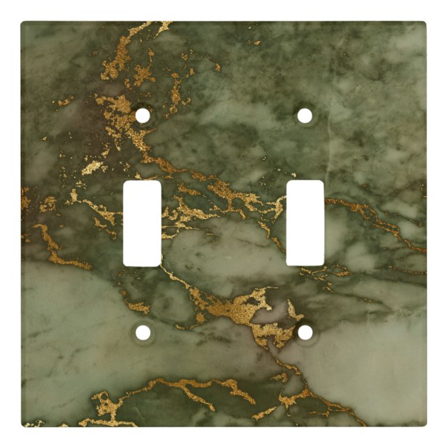 Beautiful Gold Vein Green Stone Marble Light Switch Cover (Front)