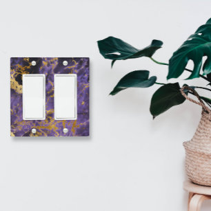 Beautiful Gold Vein Purple Stone Marble Light Switch Cover