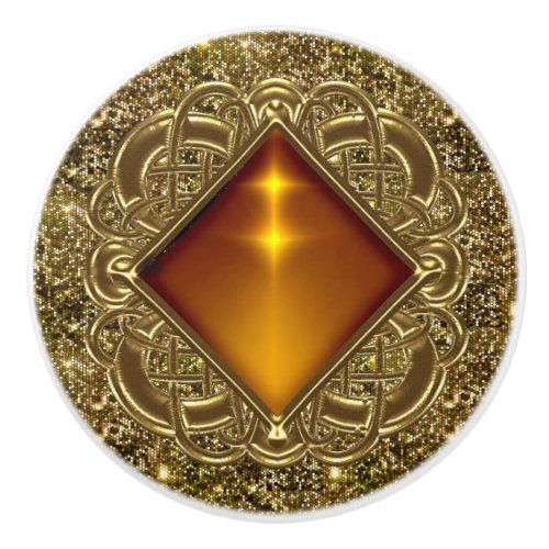 Beautiful Gold with Bronze Jewel Design Ceramic Knob
