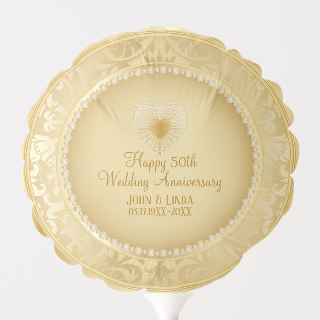 Beautiful Golden 50th Wedding Anniversary Balloon (Front)