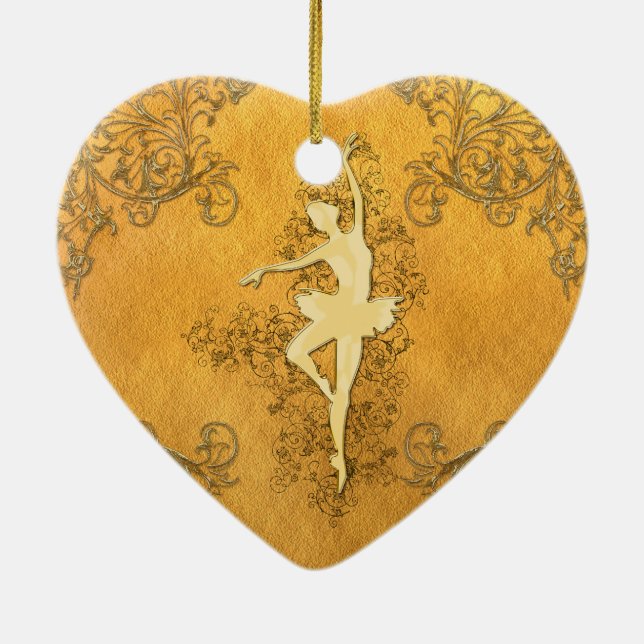 Beautiful golden ballerina ceramic ornament (Back)