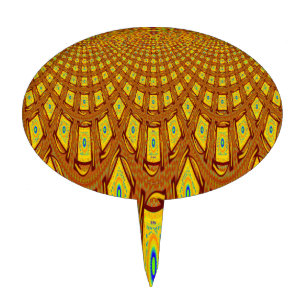 Beautiful Golden Brown African Tribal Print vector Cake Topper