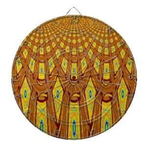Beautiful Golden Brown African Tribal Print vector Dartboard With Darts