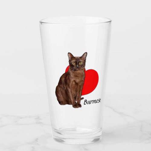 Beautiful Golden Burmese Cat Moggy Heart Love  Glass