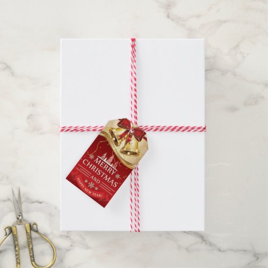 Beautiful Golden Christmas Bells with Red Bow