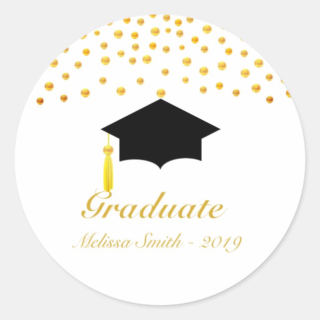 Beautiful Golden Confetti Graduate Sticker (Front)