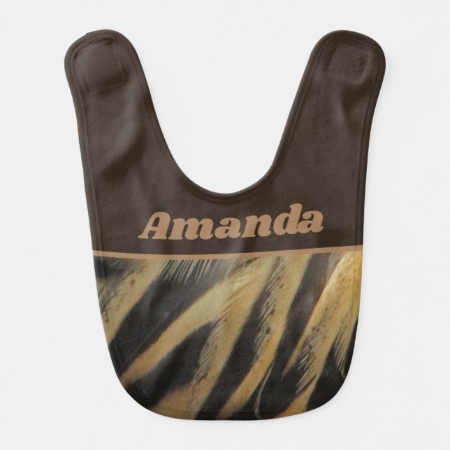 Beautiful Golden Duck Feather Pattern Photograph Baby Bib (Front)