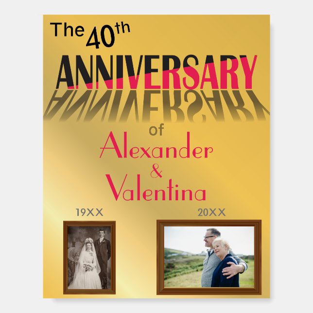 Beautiful Golden Easy Anniversary Party Foam Board (Front)