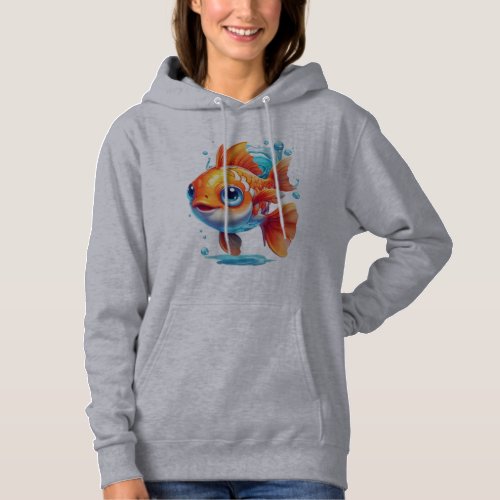 beautiful golden fish swimming in the ai hoodie