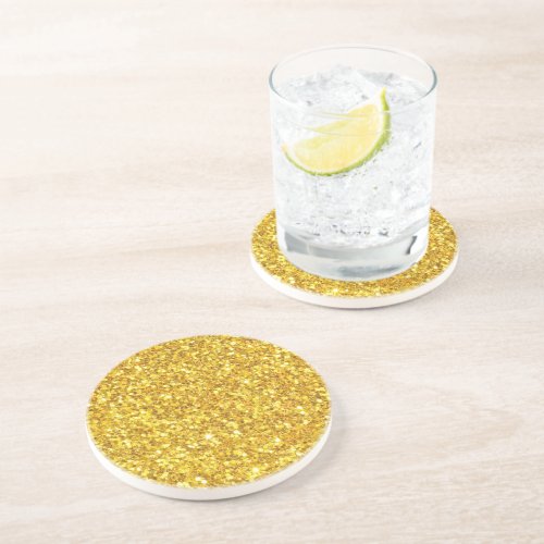 Beautiful Golden Glitter Pattern Sandstone Coaster