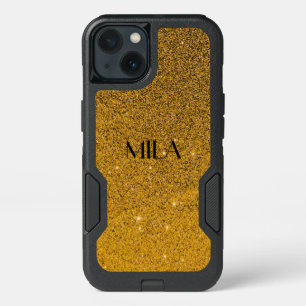Beautiful golden glitters and sequins iPhone 13 case