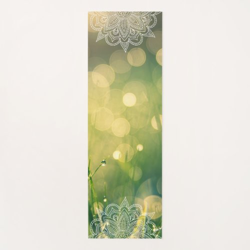 Beautiful Golden Green Colored Mandala Yoga Mat