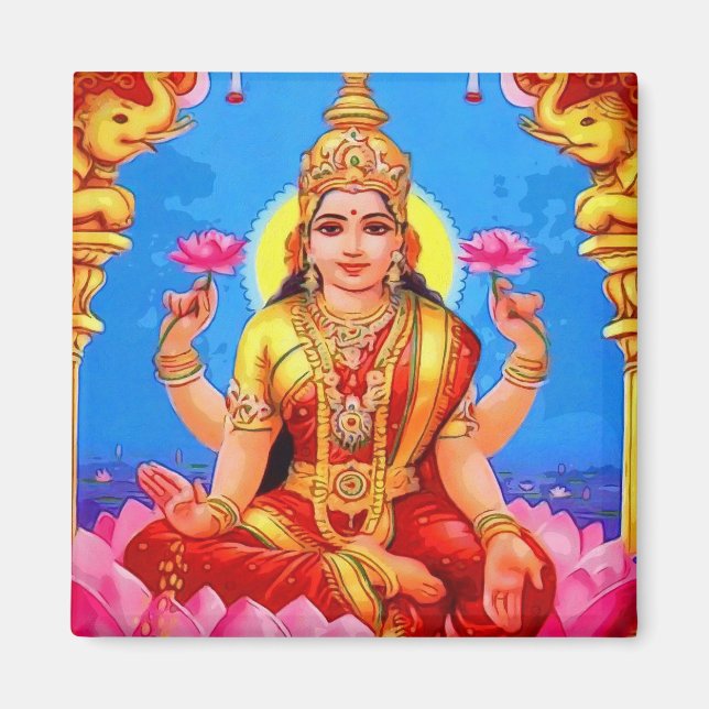 Beautiful Golden Lakshmi Diwali Goddess Magnet (Front)