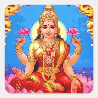 Beautiful Golden Lakshmi Diwali Goddess Square Sticker