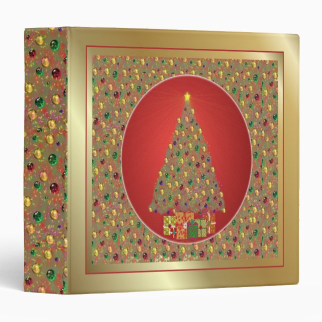 Beautiful Golden Look Christmas Tree Binder (Front/Spine)