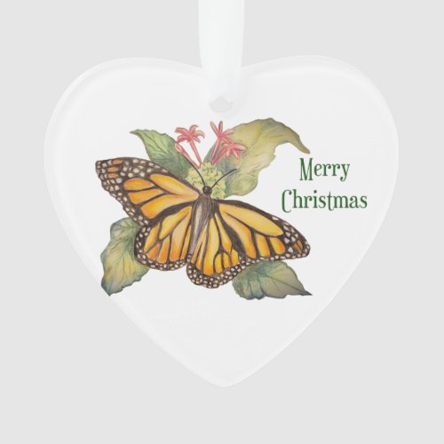 Beautiful Golden Monarch Butterfly Painting Ornament