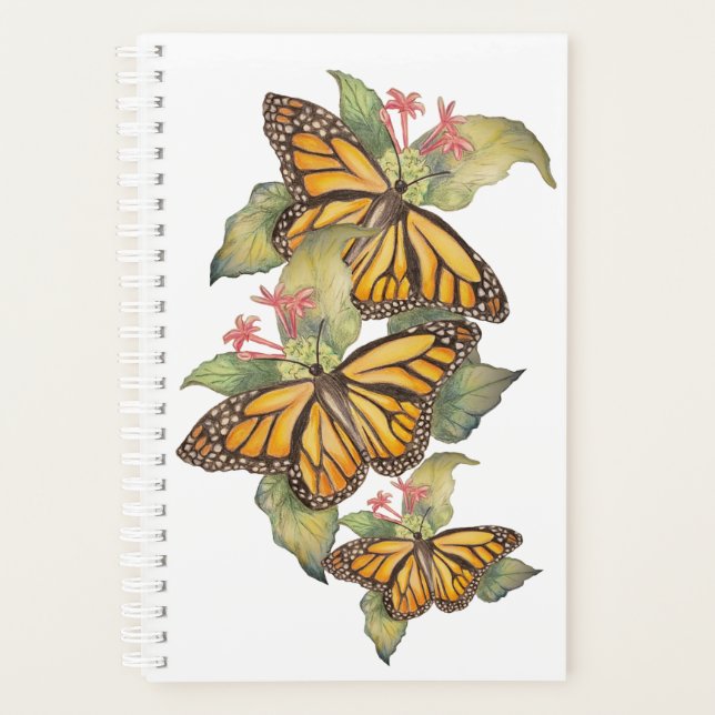 Beautiful Golden Monarch Butterfly Painting Planner (Front)