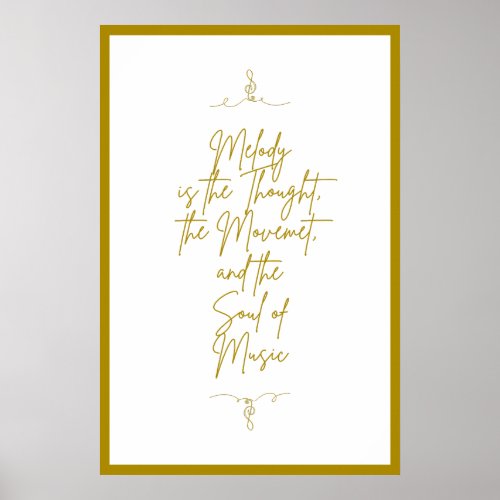  Beautiful Golden Music Quote on White Background Poster