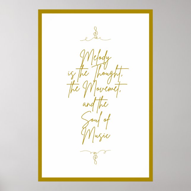  Beautiful Golden Music Quote on White Background Poster (Front)