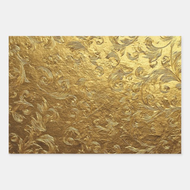 Beautiful Golden pattern Wrapping Paper Sheets (Front)