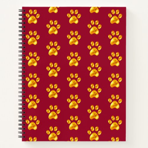 Beautiful Golden Paws on Maroon Notebook