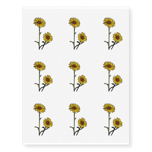 Beautiful Golden Stained Glass Sunflowers Temporary Tattoos