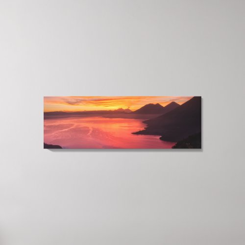 Beautiful Golden Sunrise Mountains Lake on Canvas Print