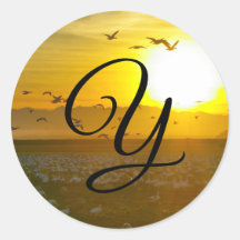 Beautiful Golden Sunset Monogram Envelope Seals