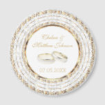 Beautiful Golden Wedding Bands Magnet<br><div class="desc">Wedding Day Favor Magnet. A Wedding Day Keepsake from the Bride and Groom ready to personalize. ⭐This Product is 100% Customizable. Graphics and / or text can be added, deleted, moved, resized, changed around, rotated, etc... ⭐ (Please be sure to resize or move graphics if needed before ordering) 99% of...</div>