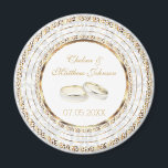 Beautiful Golden Wedding Bands Magnet<br><div class="desc">Wedding Day Favor Magnet. A Wedding Day Keepsake from the Bride and Groom ready to personalize. ⭐This Product is 100% Customizable. Graphics and / or text can be added, deleted, moved, resized, changed around, rotated, etc... ⭐ (Please be sure to resize or move graphics if needed before ordering) 99% of...</div>