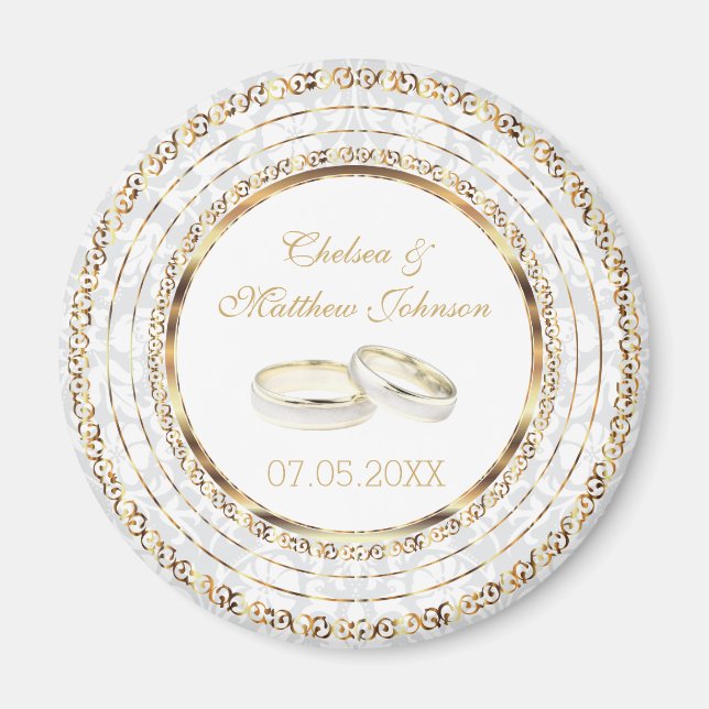 Beautiful Golden Wedding Bands Magnet (Front)
