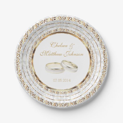 Beautiful Golden Wedding Bands Paper Plates